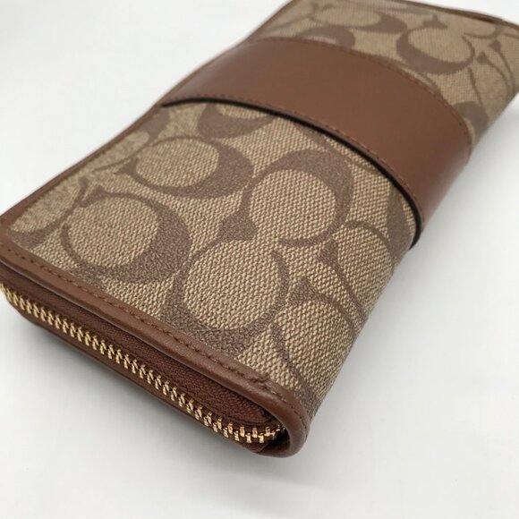 Coach Brown Coated Canvas & Leather Accordion Wallet - Picture 9 of 10